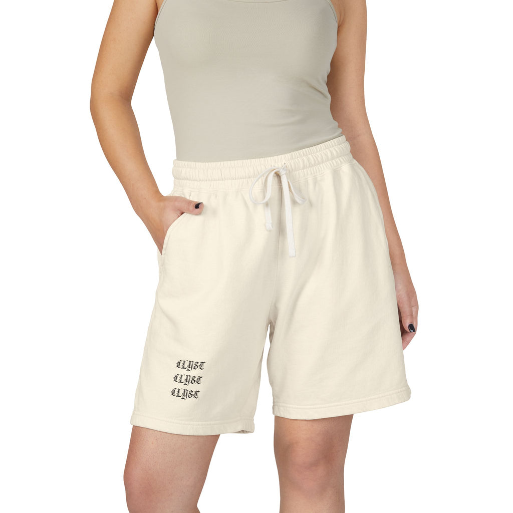 Embroidered fleece shorts